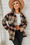 LC255462-16-S, LC255462-16-M, LC255462-16-L, LC255462-16-XL, LC255462-16-2XL, Khaki Geometric Plaid Print Pocketed Shirt