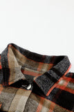 LC255462-16-S, LC255462-16-M, LC255462-16-L, LC255462-16-XL, LC255462-16-2XL, Khaki Geometric Plaid Print Pocketed Shirt