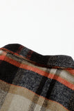 LC255462-16-S, LC255462-16-M, LC255462-16-L, LC255462-16-XL, LC255462-16-2XL, Khaki Geometric Plaid Print Pocketed Shirt