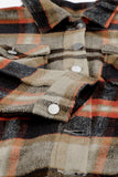 LC255462-16-S, LC255462-16-M, LC255462-16-L, LC255462-16-XL, LC255462-16-2XL, Khaki Geometric Plaid Print Pocketed Shirt
