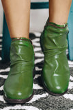 BH02143-9-37, BH02143-9-38, BH02143-9-39, BH02143-9-40, BH02143-9-41, BH02143-9-42, Green  Women Boots PU Leather Ankle Boots Waterproof Short Boots