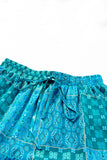 LC65608-9-S, LC65608-9-M, LC65608-9-L, LC65608-9-XL, LC65608-9-2XL, Green Womens Floral Printed Elastic Waist A Line Maxi Skirt Tiered Paisley Skirt