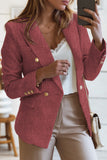 LC852370-3-S, LC852370-3-M, LC852370-3-L, LC852370-3-XL, LC852370-3-2XL, Red Double Breasted Lapel Blazers Women's Casual Office Long Sleeve Jacket