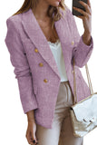 LC852370-8-S, LC852370-8-M, LC852370-8-L, LC852370-8-XL, LC852370-8-2XL, Purple Double Breasted Lapel Blazers Women's Casual Office Long Sleeve Jacket