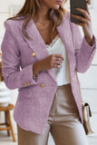 LC852370-8-S, LC852370-8-M, LC852370-8-L, LC852370-8-XL, LC852370-8-2XL, Purple Double Breasted Lapel Blazers Women's Casual Office Long Sleeve Jacket