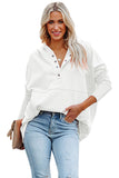 LC25311926-1-S, LC25311926-1-M, LC25311926-1-L, LC25311926-1-XL, LC25311926-1-2XL, White Batwing Sleeve Pocketed Henley Hoodie