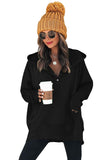 LC25311926-2-S, LC25311926-2-M, LC25311926-2-L, LC25311926-2-XL, LC25311926-2-2XL, Black Batwing Sleeve Pocketed Henley Hoodie