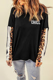 Womens Casual Tunic Tops Chill Colorblock Leopard Long Sleeve Top