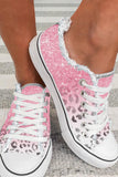 Women Canvas Shoes Ombre Leopard Print Canvas Shoes Low Top Lace Up Casual Canvas Sneakers