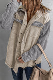 LC8512025-22-S, LC8512025-22-M, LC8512025-22-L, LC8512025-22-XL, LC8512025-22-2XL, Multicolor Corduroy Shacket Jacket Button Down Hooded Coat with Pockets