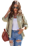 Green Womens Overdsizd Distressed Fringe Trim Denim Jacket LC854103-9