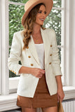 LC852370-1-S, LC852370-1-M, LC852370-1-L, LC852370-1-XL, LC852370-1-2XL, White Double Breasted Lapel Blazers Women's Casual Office Long Sleeve Jacket