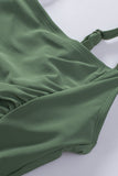 LC412099-9-S, LC412099-9-M, LC412099-9-L, LC412099-9-XL, LC412099-9-2XL, LC412099-9-XS, LC412099-9-3XL, Green Womens Tummy Control One Piece Swimsuits Padded Push up One Piece Swimdress