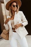 LC852062-18-S, LC852062-18-M, LC852062-18-L, LC852062-18-XL, LC852062-18-2XL, Apricot Double Breasted Casual Blazer Draped Open Front Cardigans Jacket Work Suit