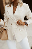 LC852062-18-S, LC852062-18-M, LC852062-18-L, LC852062-18-XL, LC852062-18-2XL, Apricot Double Breasted Casual Blazer Draped Open Front Cardigans Jacket Work Suit