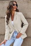 LC852375-16-S, LC852375-16-M, LC852375-16-L, LC852375-16-XL, LC852375-16-2XL, Khaki Womens Casual Blazers Lapel Collar Button Work Office Jackets