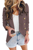 LC852062-8-S, LC852062-8-M, LC852062-8-L, LC852062-8-XL, LC852062-8-2XL, Purple Double Breasted Casual Blazer Draped Open Front Cardigans Jacket Work Suit