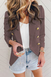 LC852062-8-S, LC852062-8-M, LC852062-8-L, LC852062-8-XL, LC852062-8-2XL, Purple Double Breasted Casual Blazer Draped Open Front Cardigans Jacket Work Suit