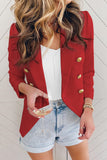 LC852062-103-S, LC852062-103-M, LC852062-103-L, LC852062-103-XL, LC852062-103-2XL, Red Double Breasted Casual Blazer Draped Open Front Cardigans Jacket Work Suit