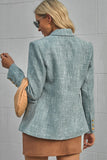 LC852370-4-S, LC852370-4-M, LC852370-4-L, LC852370-4-XL, LC852370-4-2XL, Sky Blue Double Breasted Lapel Blazers Women's Casual Office Long Sleeve Jacket