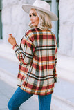 LC255462-7-S, LC255462-7-M, LC255462-7-L, LC255462-7-XL, LC255462-7-2XL, Yellow Geometric Plaid Print Pocketed Shirt