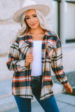 LC255462-16-S, LC255462-16-M, LC255462-16-L, LC255462-16-XL, LC255462-16-2XL, Khaki Geometric Plaid Print Pocketed Shirt