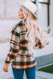 LC255462-16-S, LC255462-16-M, LC255462-16-L, LC255462-16-XL, LC255462-16-2XL, Khaki Geometric Plaid Print Pocketed Shirt