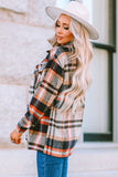 LC255462-16-S, LC255462-16-M, LC255462-16-L, LC255462-16-XL, LC255462-16-2XL, Khaki Geometric Plaid Print Pocketed Shirt
