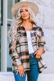LC255462-16-S, LC255462-16-M, LC255462-16-L, LC255462-16-XL, LC255462-16-2XL, Khaki Geometric Plaid Print Pocketed Shirt