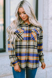LC255462-105-S, LC255462-105-M, LC255462-105-L, LC255462-105-XL, LC255462-105-2XL, Blue Geometric Plaid Print Pocketed Shirt