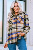 LC255462-105-S, LC255462-105-M, LC255462-105-L, LC255462-105-XL, LC255462-105-2XL, Blue Geometric Plaid Print Pocketed Shirt