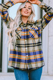 LC255462-105-S, LC255462-105-M, LC255462-105-L, LC255462-105-XL, LC255462-105-2XL, Blue Geometric Plaid Print Pocketed Shirt