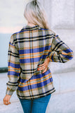 LC255462-105-S, LC255462-105-M, LC255462-105-L, LC255462-105-XL, LC255462-105-2XL, Blue Geometric Plaid Print Pocketed Shirt