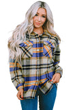 LC255462-105-S, LC255462-105-M, LC255462-105-L, LC255462-105-XL, LC255462-105-2XL, Blue Geometric Plaid Print Pocketed Shirt