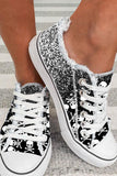 Women’s Canvas Shoes Skull Print Casual Slip on Shoes