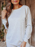 LC15306-11-S, LC15306-11-M, LC15306-11-L, LC15306-11-XL, LC15306-11-2XL, Gray Women's Long Sleeve Sweatsuit Set Pullover and Jogger Pants Lounge Set