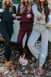 LC15306-16-S, LC15306-16-M, LC15306-16-L, LC15306-16-XL, LC15306-16-2XL, Khaki Women's Long Sleeve Sweatsuit Set Pullover and Jogger Pants Lounge Set