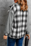 LC8512482-11-S, LC8512482-11-M, LC8512482-11-L, LC8512482-11-XL, LC8512482-11-2XL, Gray Women's Button Down Pocket Coat Plaid Shacket