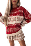 LC2722541-3-S, LC2722541-3-M, LC2722541-3-L, LC2722541-3-XL, LC2722541-3-2XL, Red Christmas Snowflake Ugly Christmas Sweater Jumper Pullover Tops