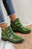 BH02143-9-37, BH02143-9-38, BH02143-9-39, BH02143-9-40, BH02143-9-41, BH02143-9-42, Green  Women Boots PU Leather Ankle Boots Waterproof Short Boots