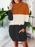 PSE2216-2011-XL, PSE2216-2011-L, PSE2216-2011-M, PSE2216-2011-S, PSE2216-2011-2XL, PSE2216-2011-3XL, Dark grey Women's Oversized Turtleneck Pullover Sweater Dress