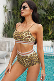 LC411956-20-S, LC411956-20-M, LC411956-20-L, LC411956-20-XL, Women's High Waisted Bikini Leopard Two-piece Bathing Suit