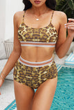LC411956-20-S, LC411956-20-M, LC411956-20-L, LC411956-20-XL, Women's High Waisted Bikini Leopard Two-piece Bathing Suit