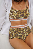 LC411956-20-S, LC411956-20-M, LC411956-20-L, LC411956-20-XL, Women's High Waisted Bikini Leopard Two-piece Bathing Suit
