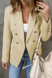 LC852370-16-S, LC852370-16-M, LC852370-16-L, LC852370-16-XL, LC852370-16-2XL, Khaki Double Breasted Lapel Blazers Women's Casual Office Long Sleeve Jacket