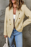 LC852370-16-S, LC852370-16-M, LC852370-16-L, LC852370-16-XL, LC852370-16-2XL, Khaki Double Breasted Lapel Blazers Women's Casual Office Long Sleeve Jacket