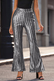 LC77253-13-S, LC77253-13-M, LC77253-13-L, LC77253-13-XL, LC77253-13-2XL, Silver Sequin Stripe High Waist Flare Pants