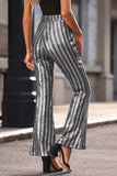 LC77253-13-S, LC77253-13-M, LC77253-13-L, LC77253-13-XL, LC77253-13-2XL, Silver Sequin Stripe High Waist Flare Pants