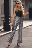 LC77253-13-S, LC77253-13-M, LC77253-13-L, LC77253-13-XL, LC77253-13-2XL, Silver Sequin Stripe High Waist Flare Pants
