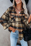 LC255462-14-S, LC255462-14-M, LC255462-14-L, LC255462-14-XL, LC255462-14-2XL, Orange Geometric Plaid Print Pocketed Shirt
